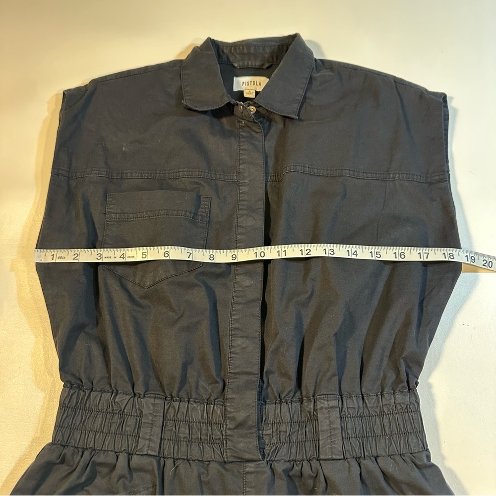 Pistola Size S Rosie Smock Waist Sanp Placket Dress In Faded Black - Picture 5 of 10